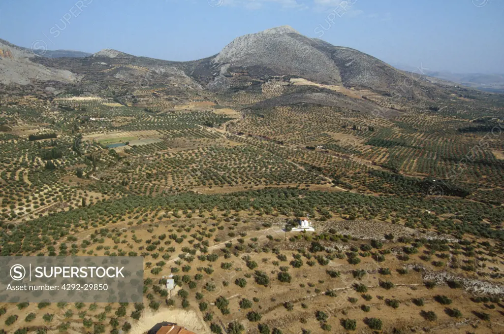 Greece, Peloponnesus, country near Argos, aerial view