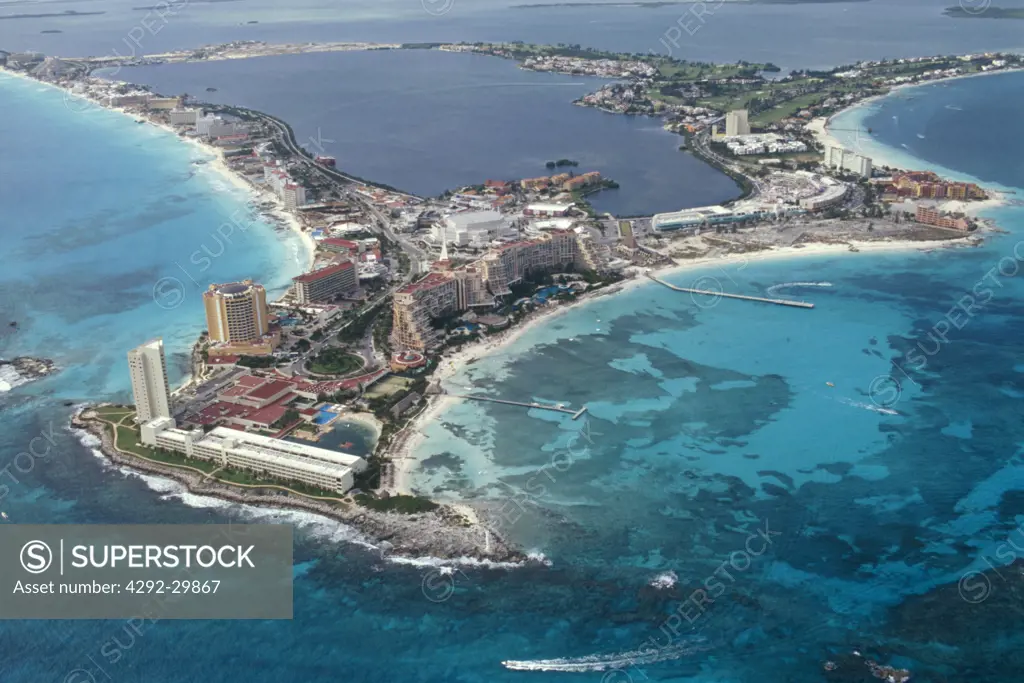 Mexico,Cancun, the hotels, aerial view