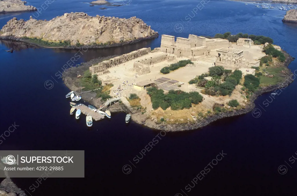Egypt, Assuan, Philae temple from the air