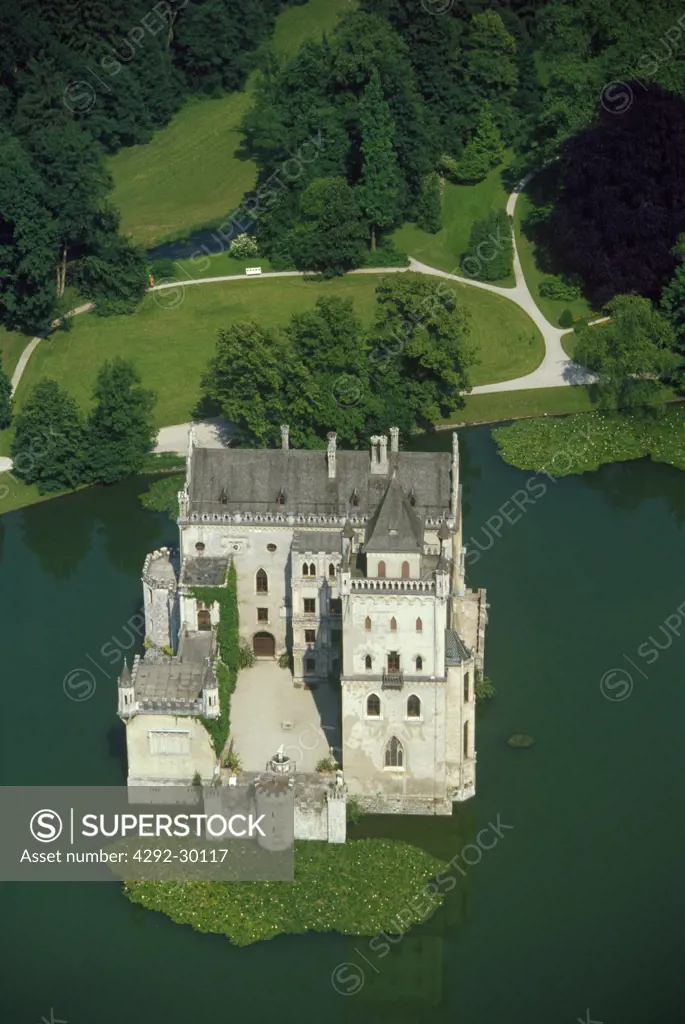 Austria, Anif castle, aerial view