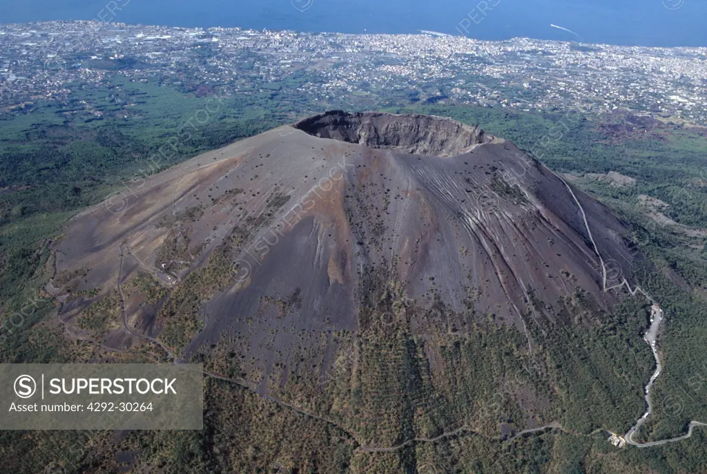 Italy, Campania, Vesuvius volcano, aerial view