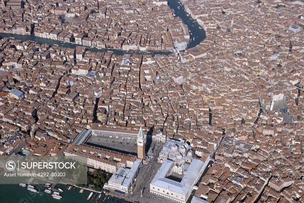 Italy, Veneto, Venice, Saint Mark's Square aerial view