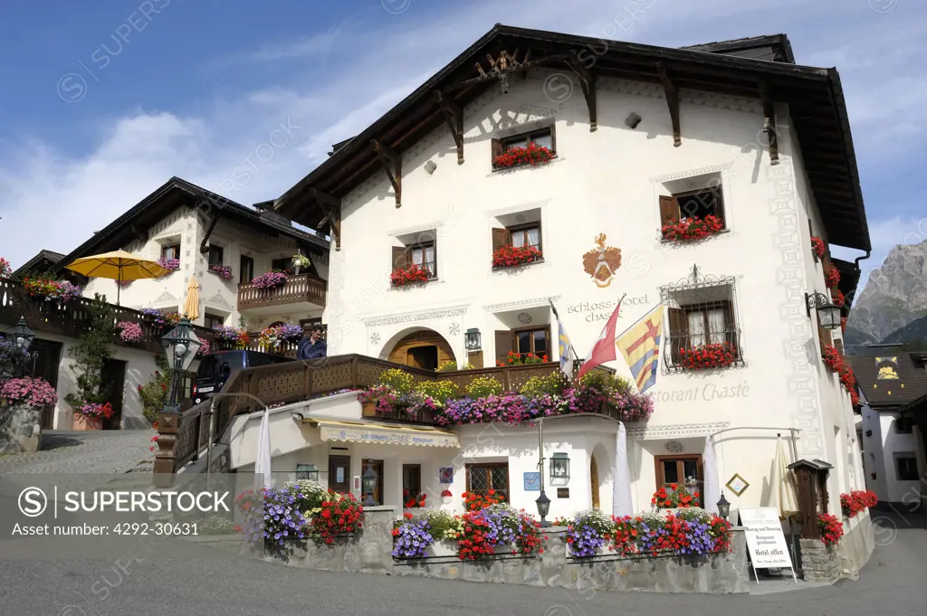 Switzerland, Tarasp village, hotels