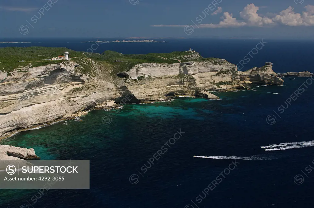 France, Corsica Island, Bonifacio cliffs , aerial view