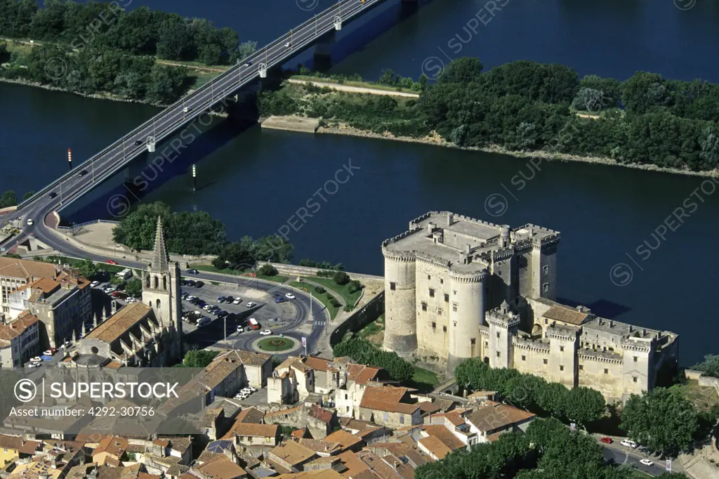 France, Provence, Tarascon Castle, aerial view