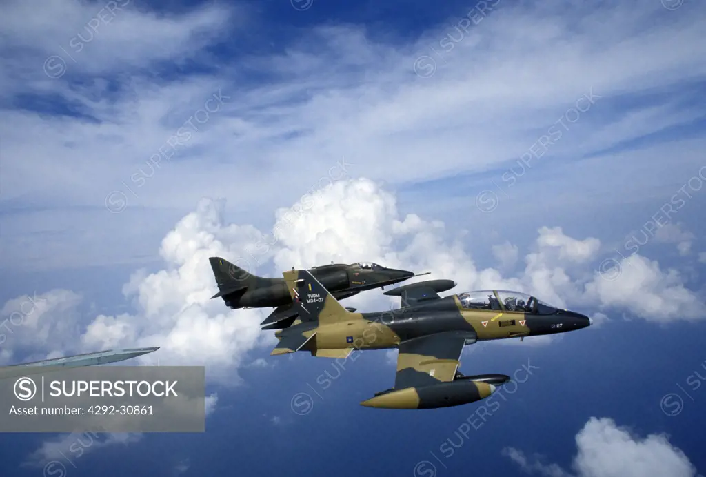 Jet Fighter Macchi 339 and A4 skyhawk jet