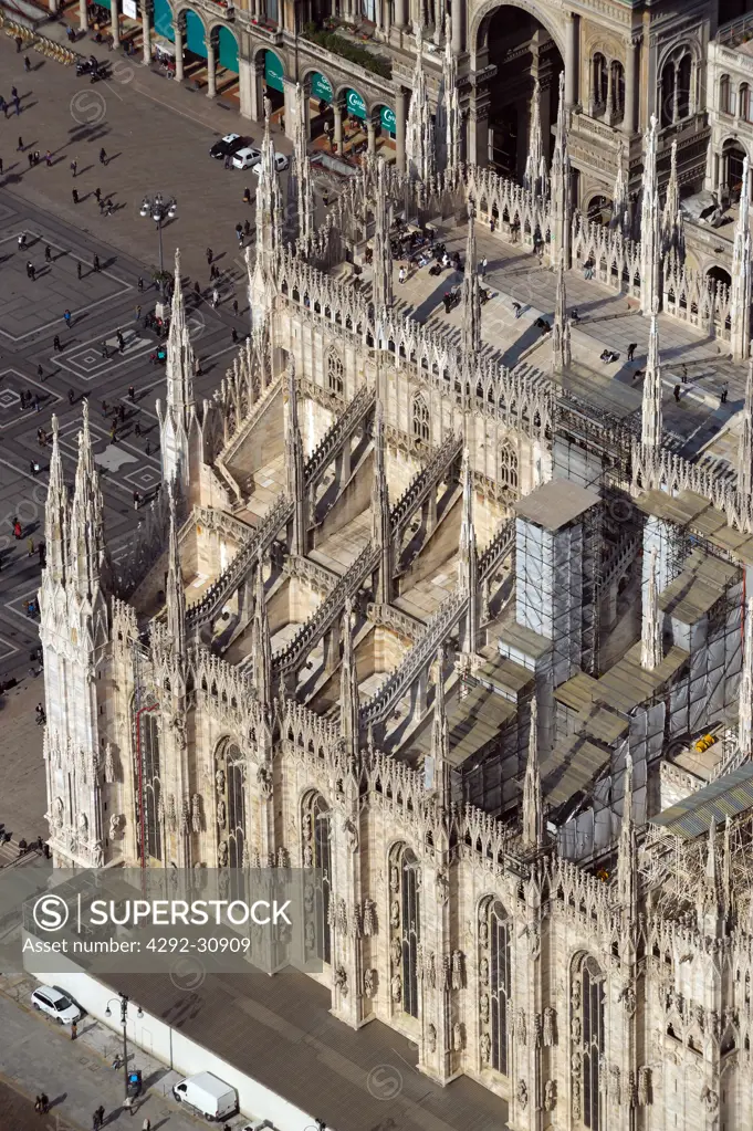 Italy, Lombardy, Milan, the Duomo, aerial view