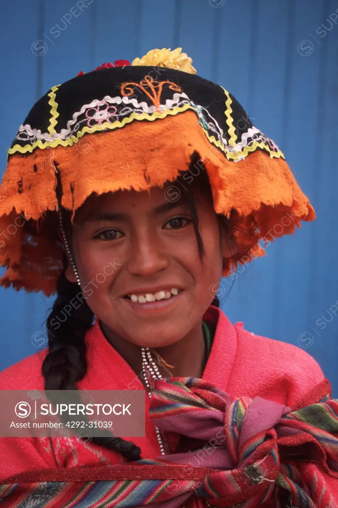 South America,Peru, Pisac Quechua indios girl