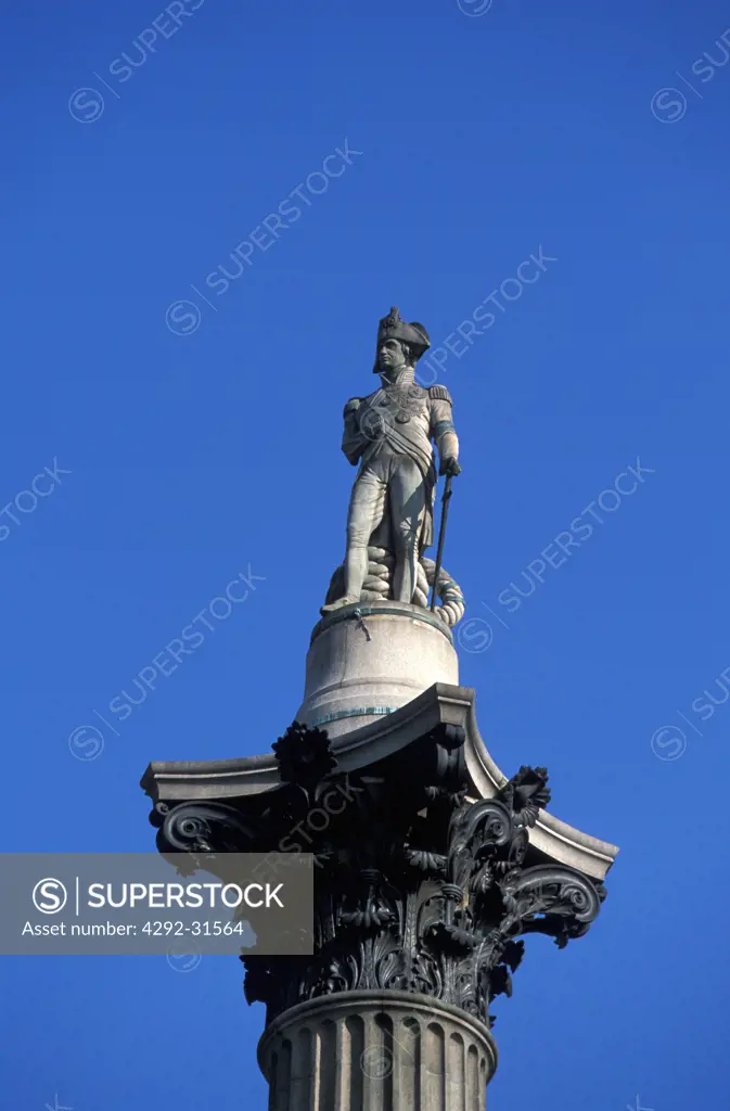UK, England, London. Nelson statue of Trafalgar Square.