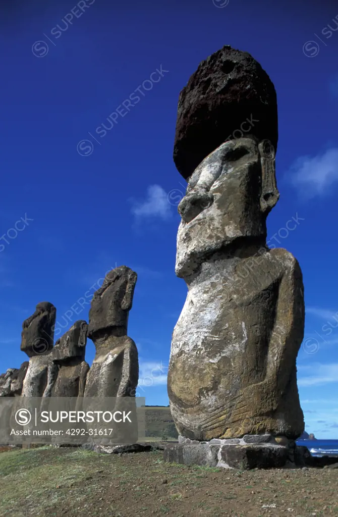 Easter Island. Chile. Moai at Ahu Tongariki.