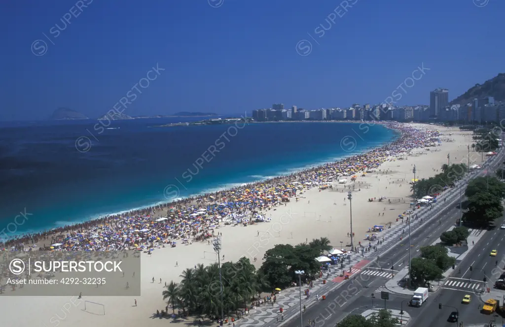 Brazil, Rio de Janeiro. The beach of Copacabana