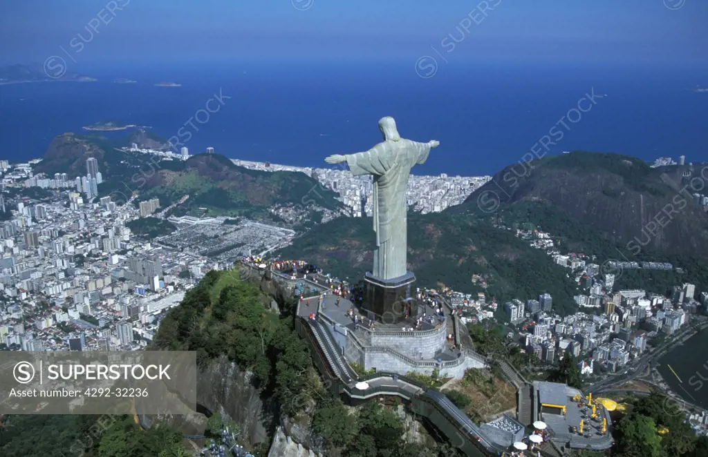 Brazil, Rio de Janeiro, Corcovado. The statue of Cristo Redentor
