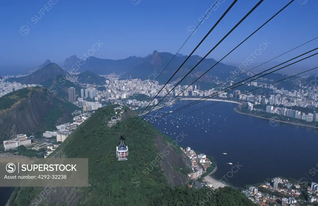 Brazil, Rio de Janeiro. Cablecar to Sugarloaf