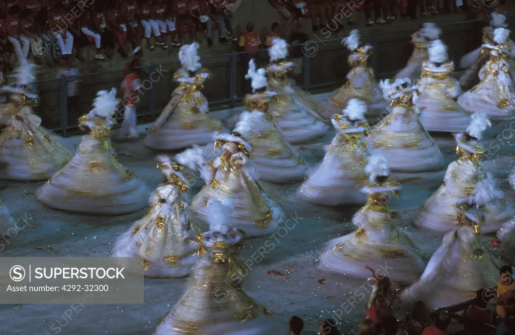 Brazil, Rio de Janeiro. Carnival, parade at Sambodromo