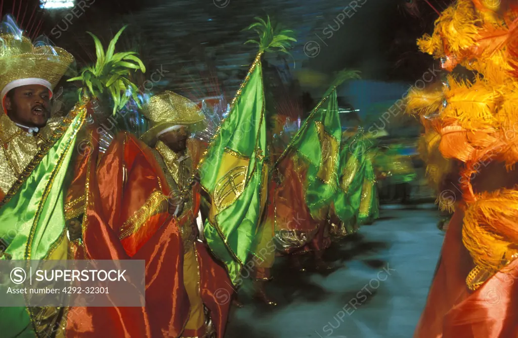 Brazil, Rio de Janeiro. Carnival, parade at Sambodromo