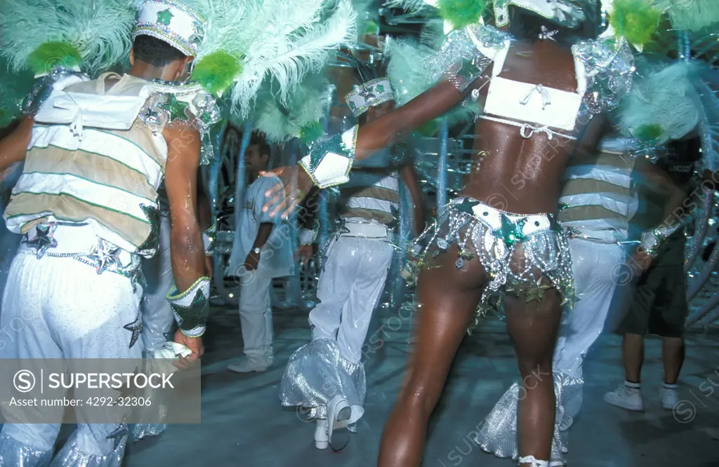 Brazil, Rio de Janeiro. Carnival. Parade at Sambodromo