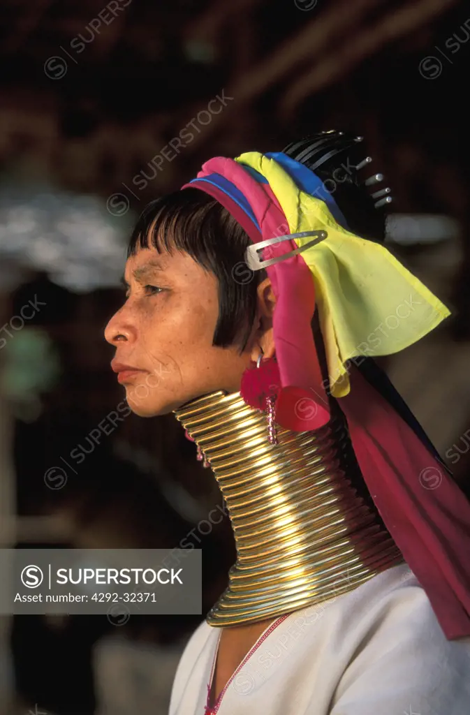 Thailand, Chiang Mai. Long Neck Hilltribe long neck woman