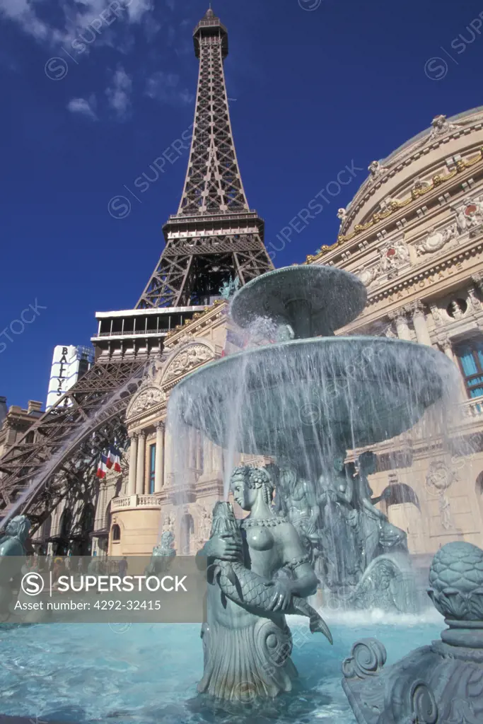 Usa, Nevada, Las Vegas. 540 feet Eiffel Tower replica. Paris Paris casino