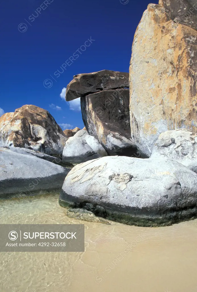 Caribbean, British Virgin Islands, stone at Virgin Gorda Island