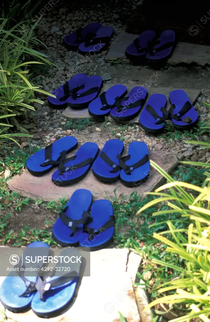 Thailand, Koh Samui: slippers at the entrance of a Spa