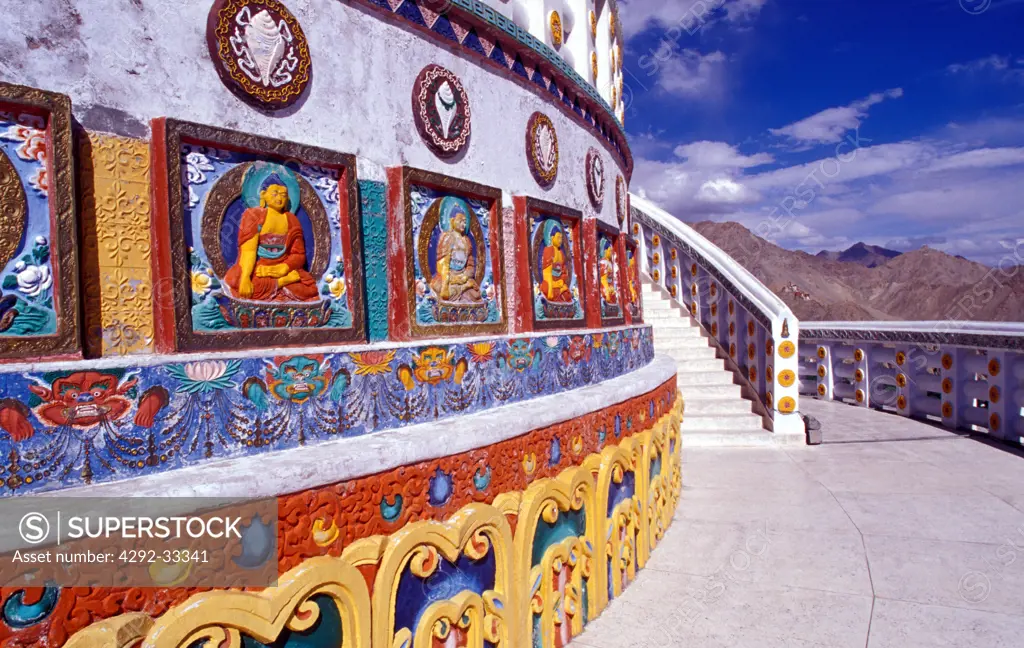 India, Jammu and Kashmir, Ladakh, Leh, the Shanti Stupa temple