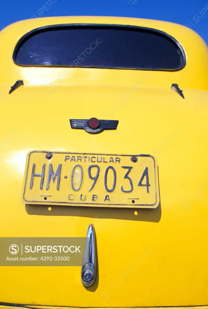 Cuba, Havana, yellow car, model Morris of years fifties