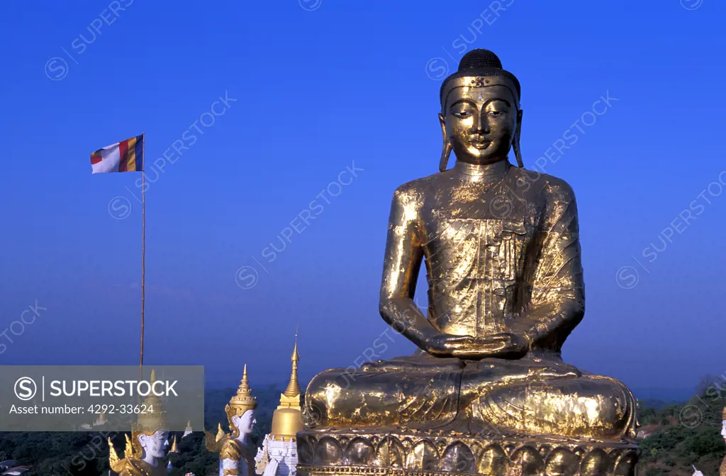 Burma, Mandalay, Myanmar, Sagaing Buddhist Pagoda on Sagaing's hills