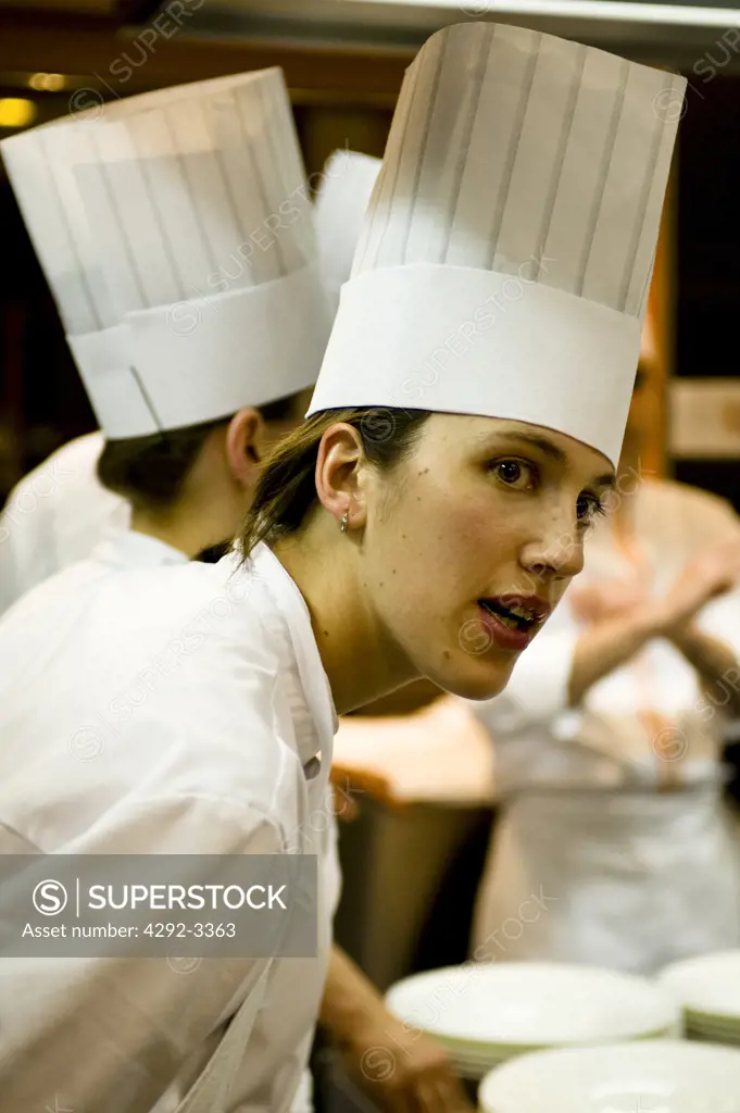 France, Monaco, chefs at work in the kitchen of the Montecarlo Bay Hotel