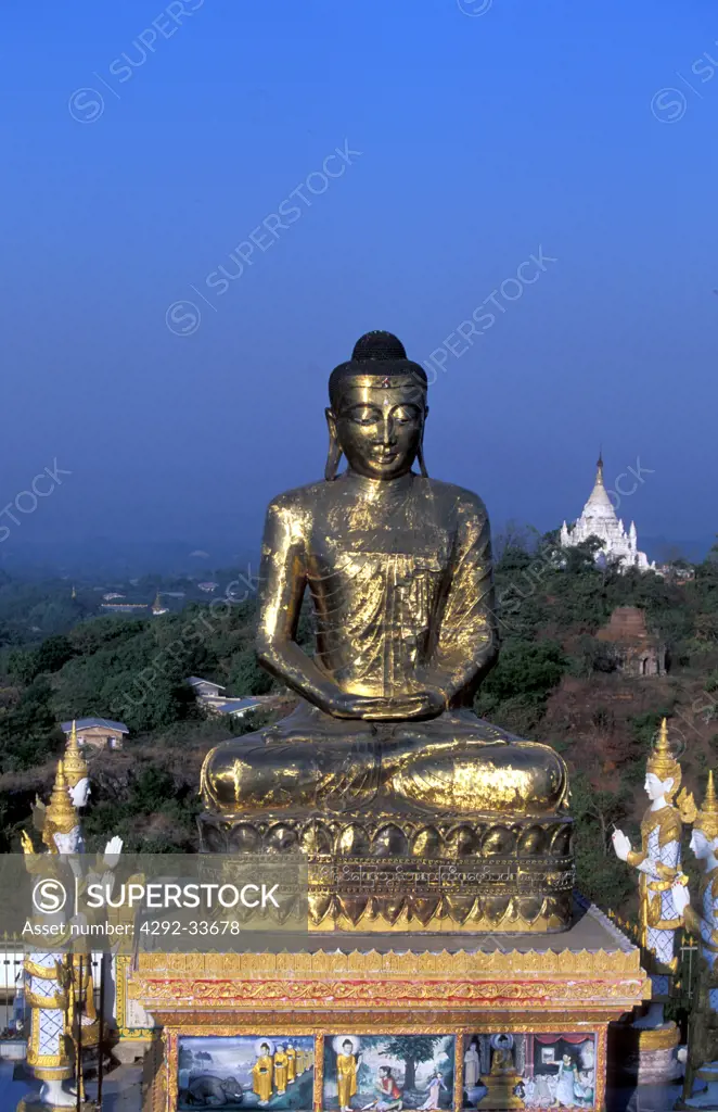 Burma, Mandalay, Sagaing, Buddhist Pagoda on Sagaing's Hills