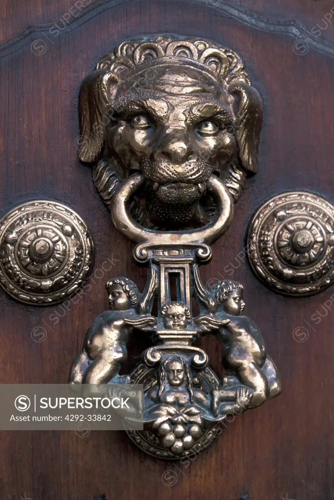 Peru, Lima, Plaza de Armas, old door on Arcibishop Palace