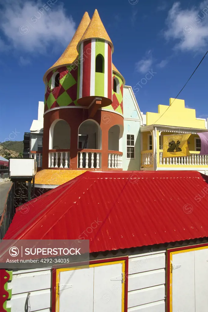 Saint Martin , Netherland Antilles, Philipsburg, close up of a coloured building