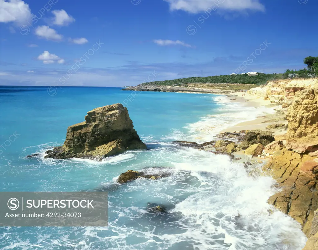Caribbean, St. Marteen, Netherland Antilles, view of Cupecoy beach