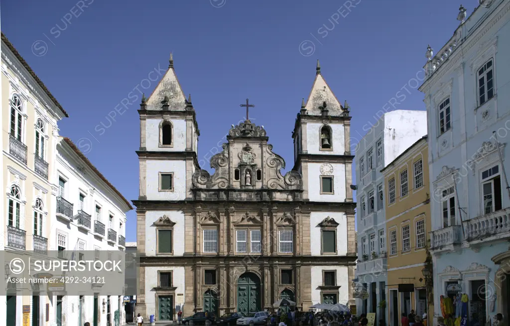 Brazil, Bahia, Salvador de Bahia. Pelourinho historical district.San Francisco Church.