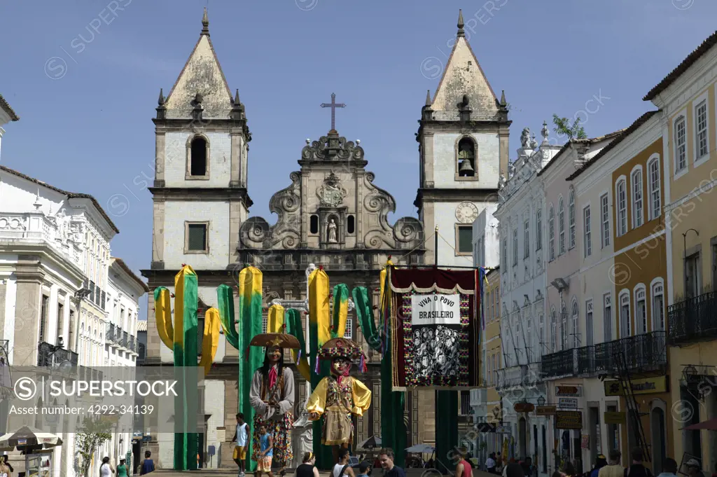 Brazil, Bahia, Salvador de Bahia. Pelourinho historical district.San Francisco Church.