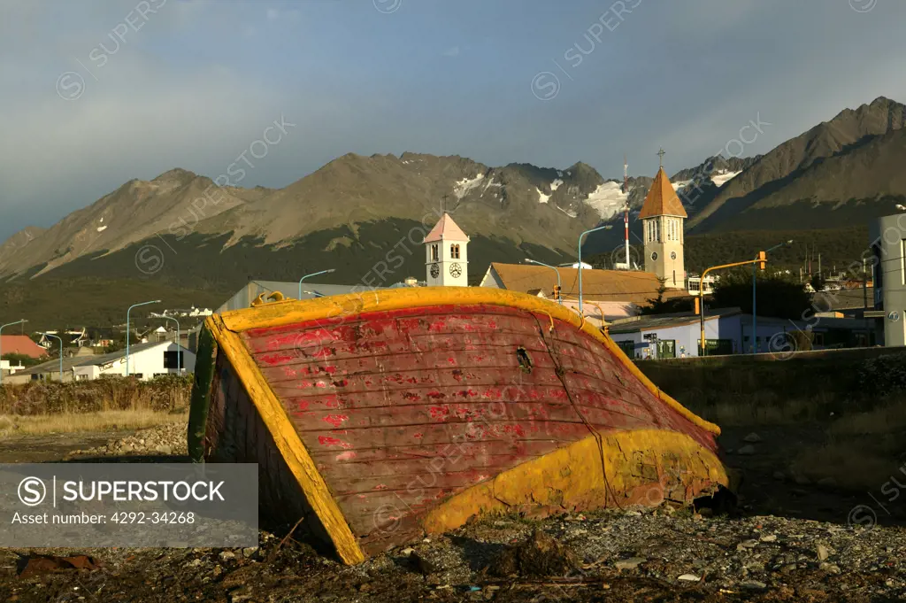 South America, Argentina, Patagonia, Tierra del Fuego, Ushuaia, view of town