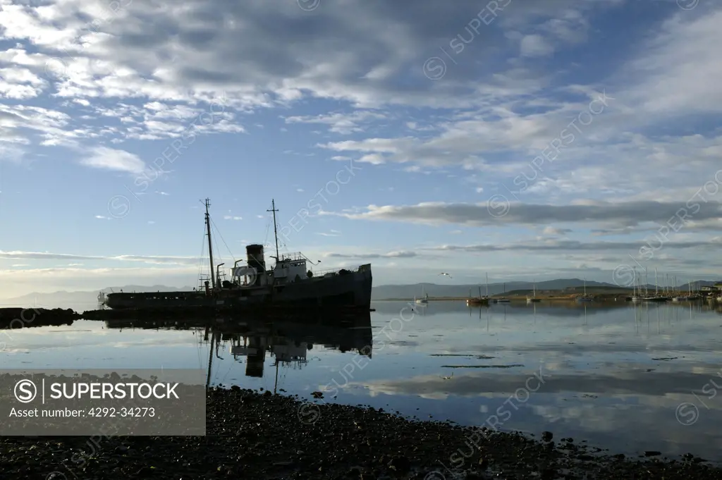 South America, Argentina, Patagonia, Tierra del Fuego, Ushuaia, view of the harbour