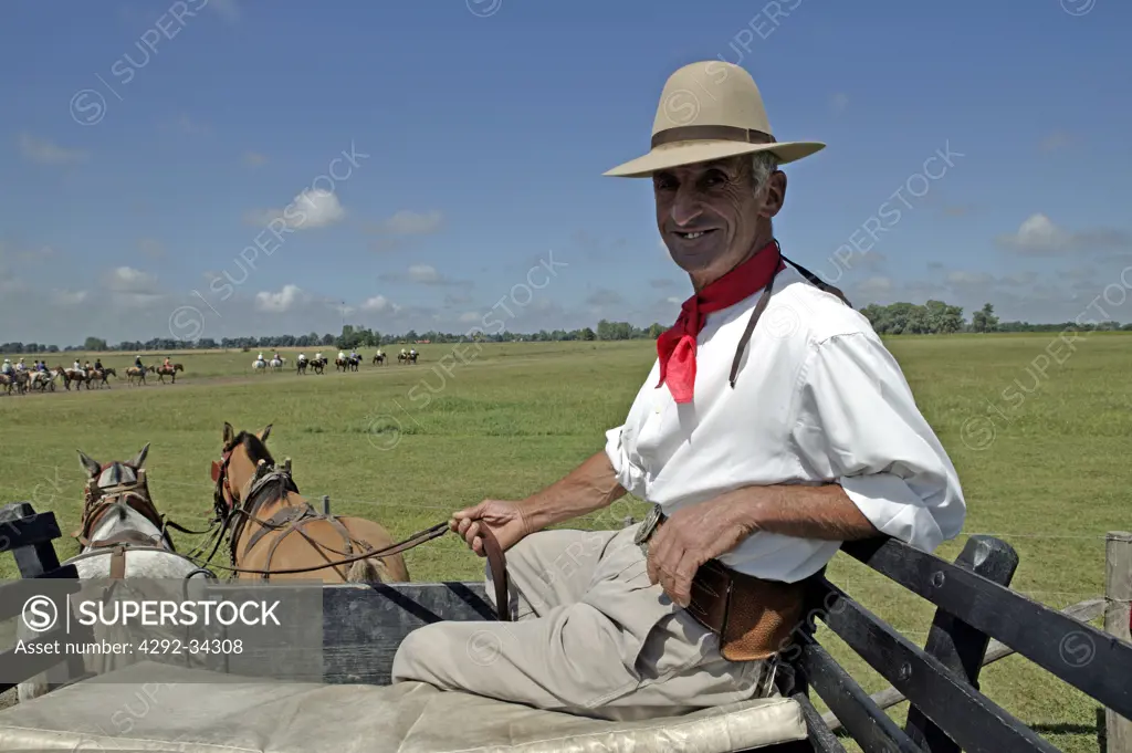 South America, Argentina, Gaucho at La Pampa Estancia (Argentinian Ranch)