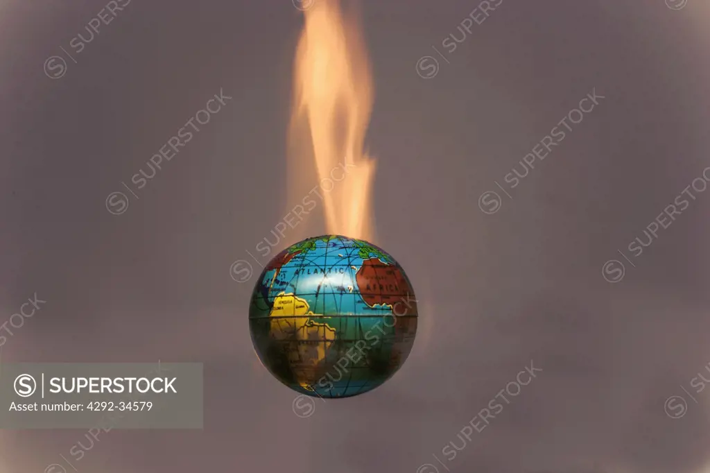 Burning world globe