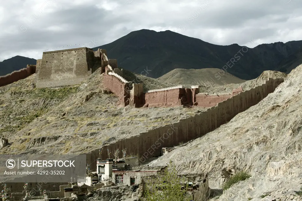 China, Tibet, Gyantse.Wall surrounding Pelchor Chode Monastery