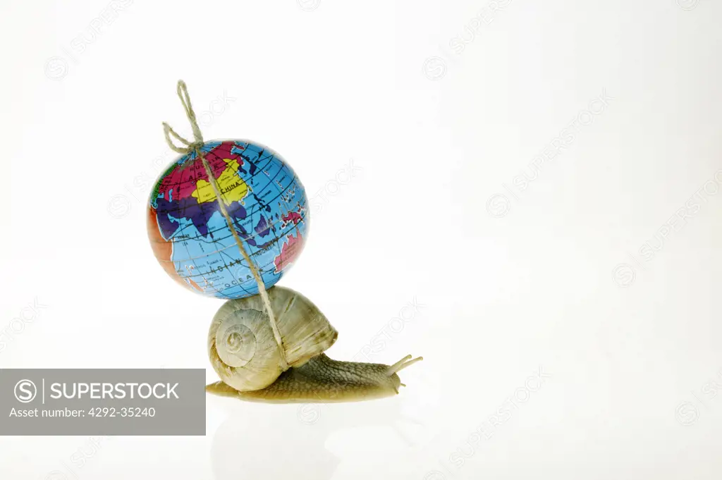Snail carrying globe