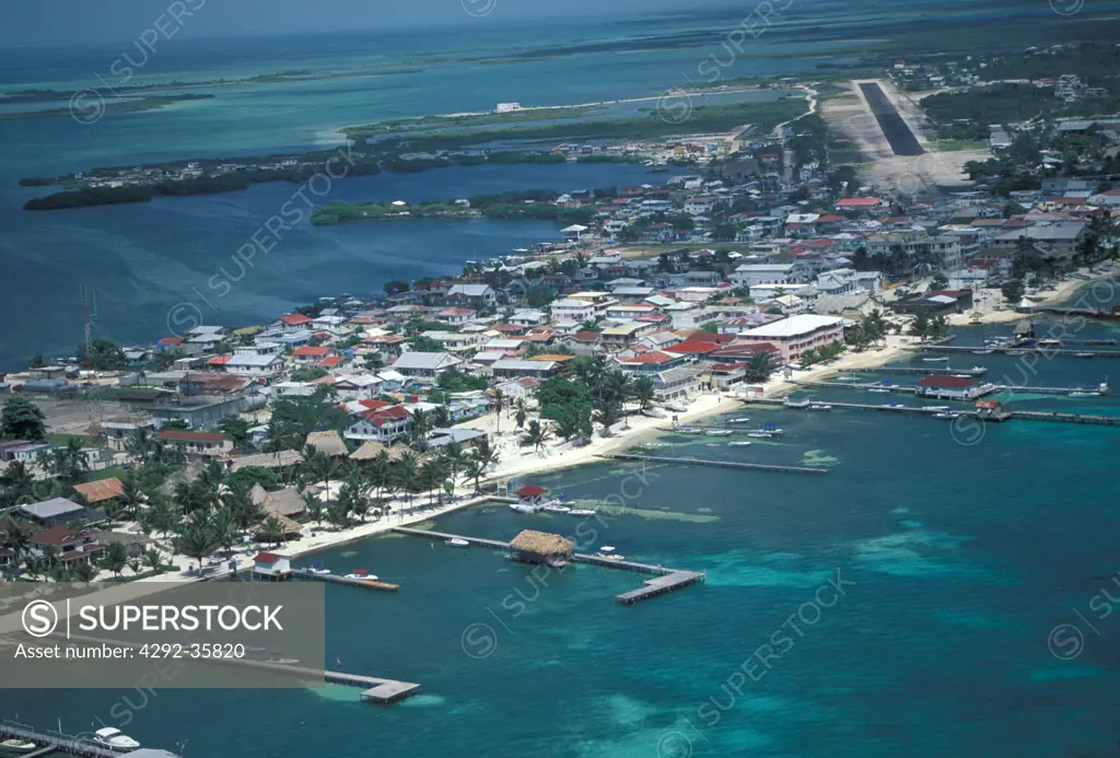 Belize, Ambergris Caye, aerial view