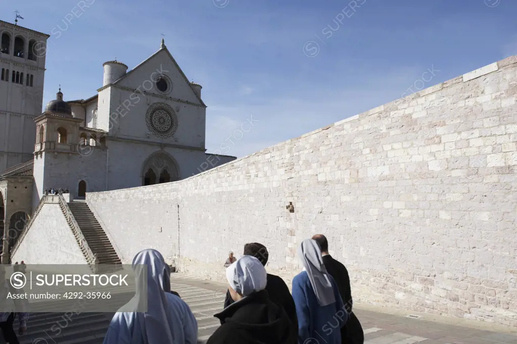 Italy, Umbria, Assisi, The Cathedral of San Francesco of Assisi