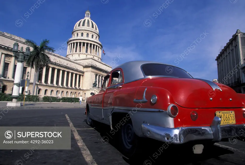 Havana Capitol and old american car Cuba