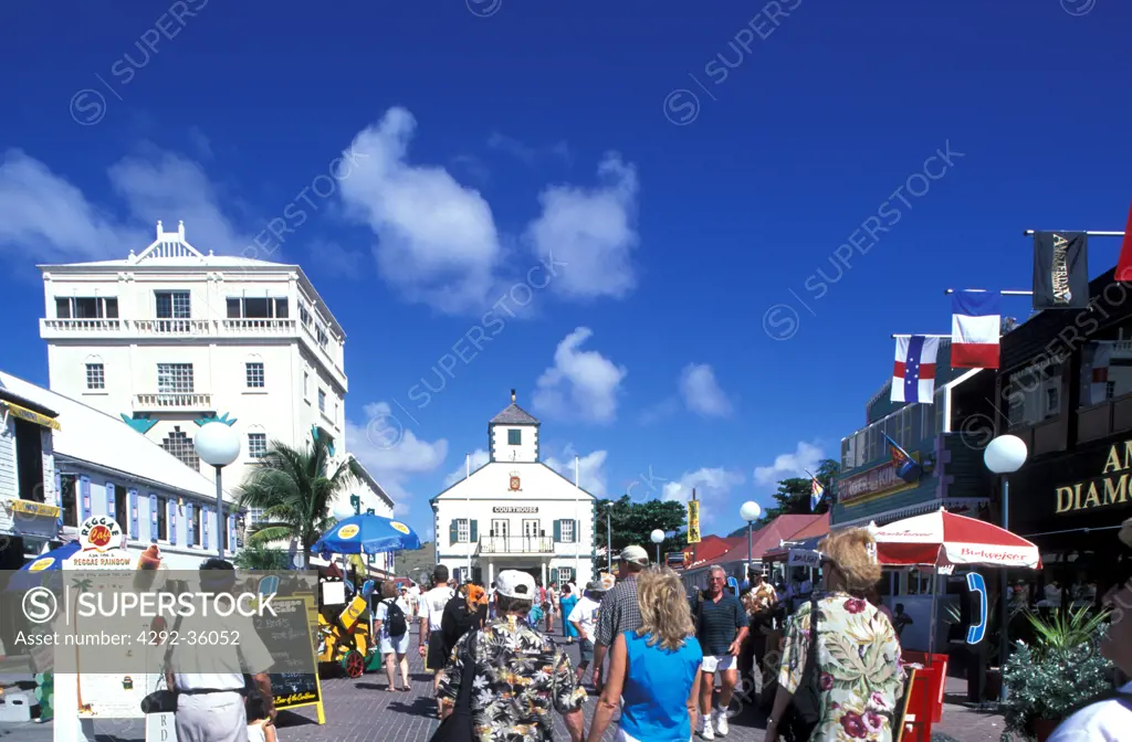 Saint Martin , Netherland Antilles, Philipsburg, town center