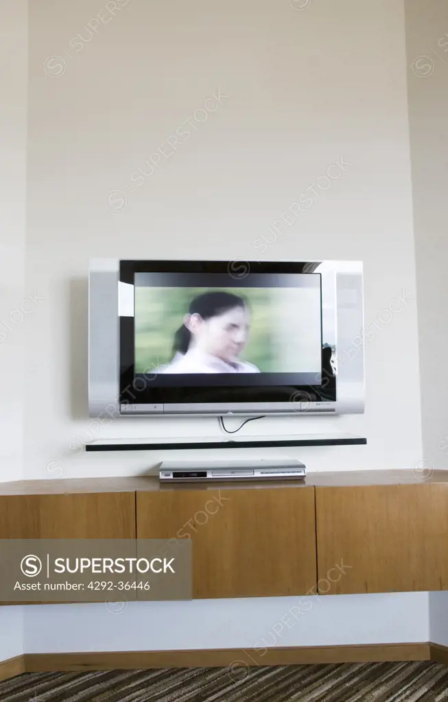 Flat television in a hotel room