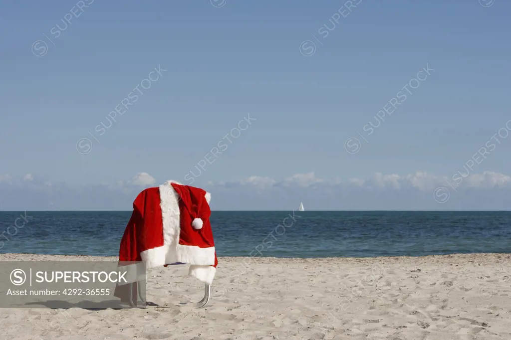 Santa's clothes on the beach