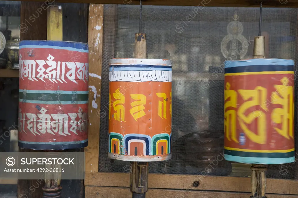 Bhutan. Paro, Prayer wheels