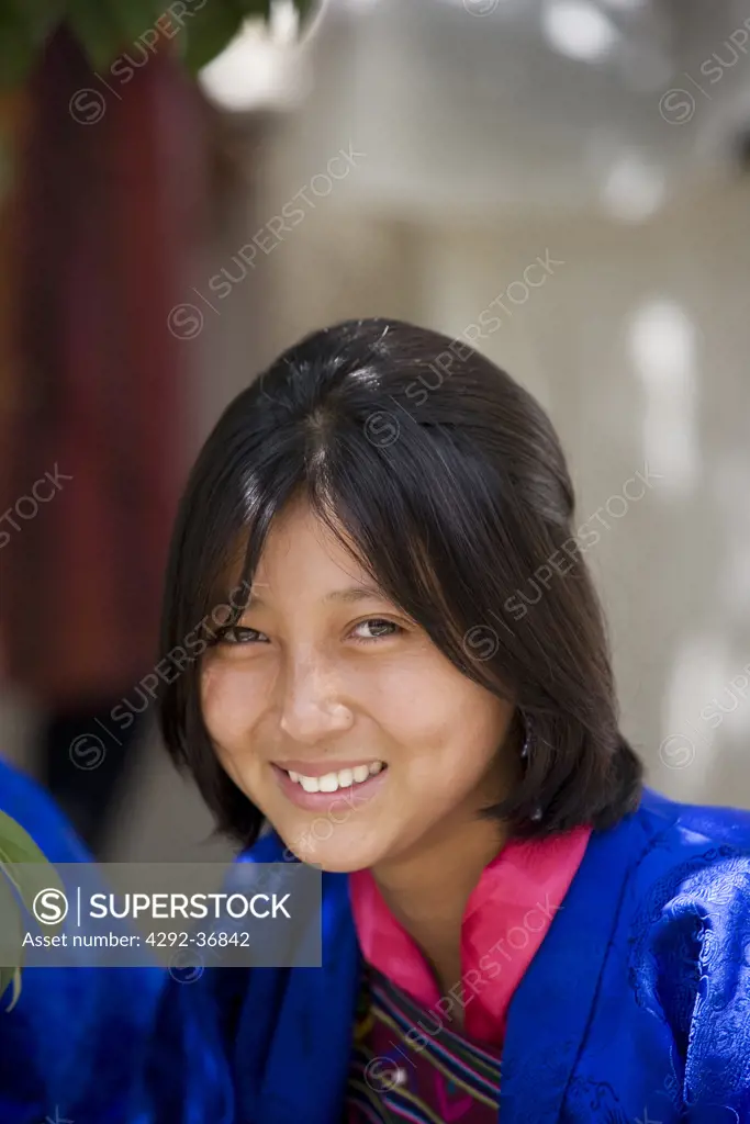 Bhutan, Thimphu. Bhutanese girl