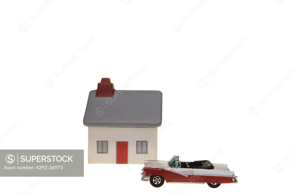 Model house and toy car