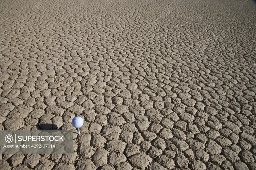 USA, California, Death Valley, tee on cracked earth